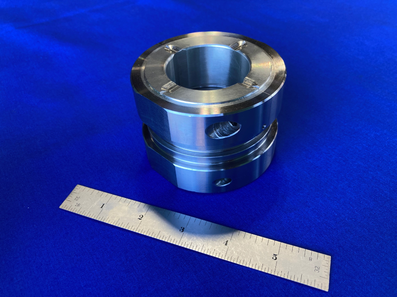 Small split steel Babbitt bearing with dual thrust faces