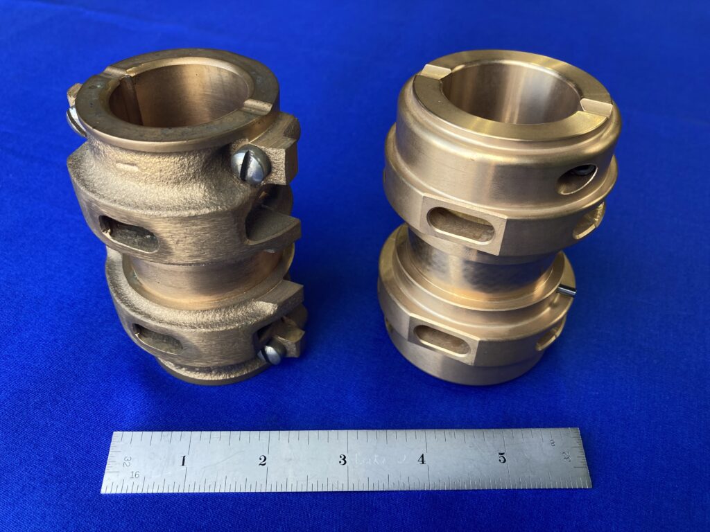Bronze sleeve bearing made from bar stock, re-designed from castings